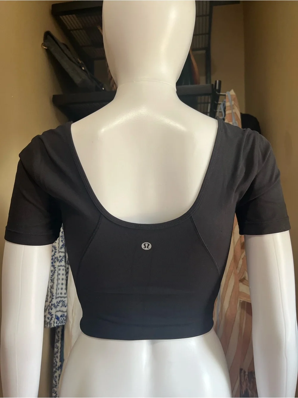 lululemon athletica Black Scoop-Back Short Sleeve Crop Top
